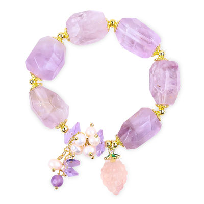 Vòng đeo tay Đá quý Đá đeo tay Đá đeo Amethyst Đá đeo tay Đá thiên nhiên Ngọc trai đồ trang sức cho bữa tiệc Đeo hàng ngày