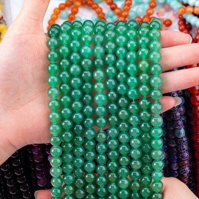 8MM màu xanh lá cây Aventurine đá tinh thể Mượt mọn tròn khối lượng lỏng đinh cho đinh trang sức làm