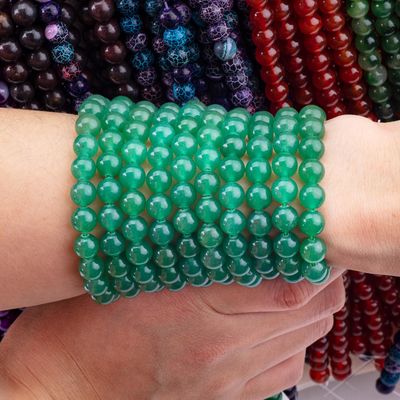 8MM màu xanh lá cây Aventurine đá tinh thể Mượt mọn tròn khối lượng lỏng đinh cho đinh trang sức làm