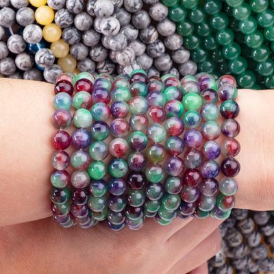 Hoa màu xanh lá cây đậm hơn Agate đá tinh thể mịn lỏng hạt cho đồ trang sức làm bằng tay hạt