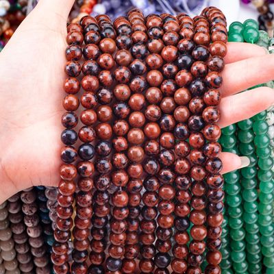 8MM Mahogany Jasper đánh bóng mịn lỏng đinh cho đồ trang sức đinh làm bằng tay