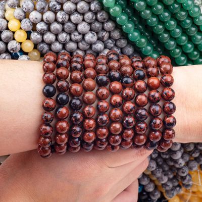 8MM Mahogany Jasper đánh bóng mịn lỏng đinh cho đồ trang sức đinh làm bằng tay