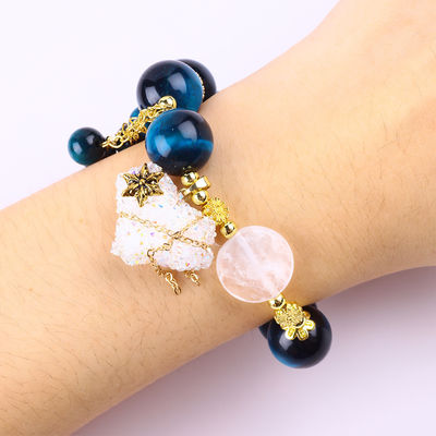 Bàn tay làm bằng đá quý đeo đeo vòng tay mắt hổ màu xanh tự nhiên Bàn tay đá điều chỉnh trái tim bùa Bàn tay cho bữa tiệc