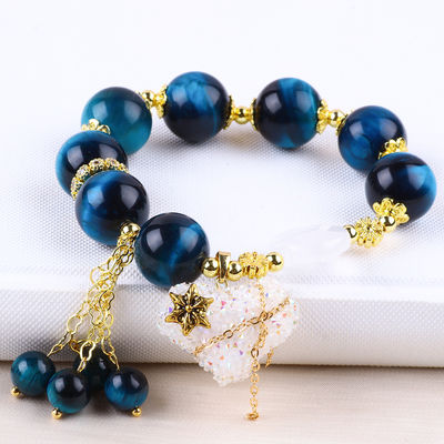 Bàn tay làm bằng đá quý đeo đeo vòng tay mắt hổ màu xanh tự nhiên Bàn tay đá điều chỉnh trái tim bùa Bàn tay cho bữa tiệc