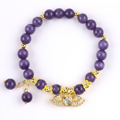 8mm Crystal Purple Cat Eye Bead Đá đá quý đánh bóng