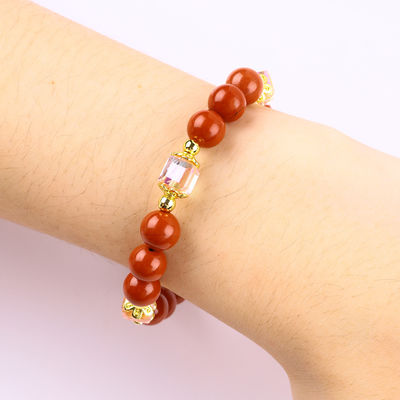 Đỏ 8mm Đỏ Jasper Nước ngọt Ngọc trai màu hồng trái tim quyến rũ Mượt mà vòng hạt cho bạn bè quà tặng