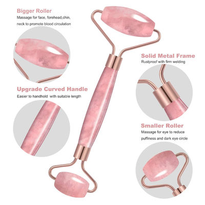 Crystal Stone Rose Quartz Jade Roller Cho Điều trị Mặt / Loại bỏ Bệnh Phổi
