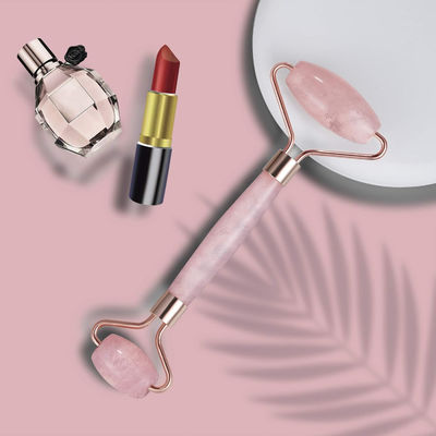 Crystal Stone Rose Quartz Jade Roller Cho Điều trị Mặt / Loại bỏ Bệnh Phổi