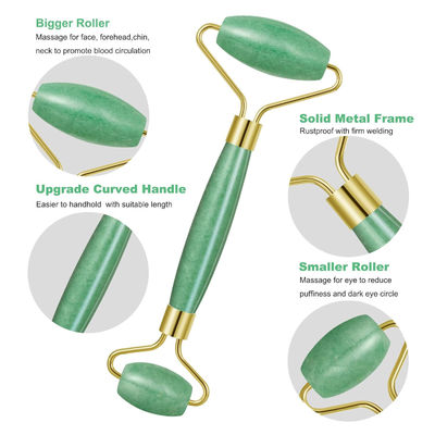 Xoa bóp khuôn mặt 100% màu xanh lá cây tinh thể tự nhiên Aventurine Face Jade Roller