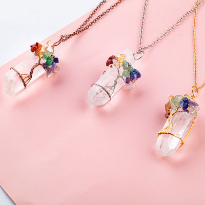 Tay làm chữa bệnh đá bạc tinh thể thạch anh vòng cổ 23g