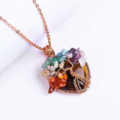 Rose Gold Tiger Eye Stone Necklace Pendant kích thước điều chỉnh