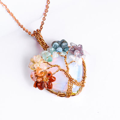 Rose Gold Healing Crystal Stone 7 Chakra Tree Of Life Anh đeo