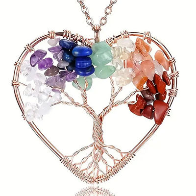 5*5cm Tree Of Life Necklace With Chakra Stones Anh dây chuyền