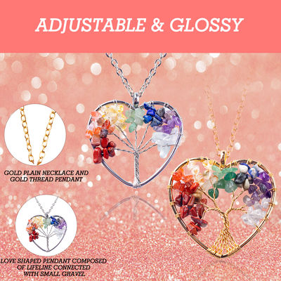 5*5cm Tree Of Life Necklace With Chakra Stones Anh dây chuyền