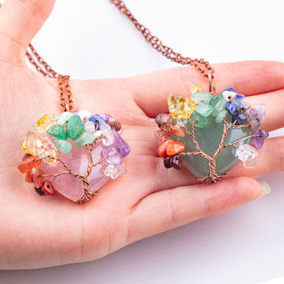 Chữa bệnh tinh khiết trái tim hình dạng cây tinh thể của cuộc sống dây chuyền thạch anh