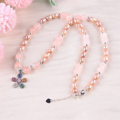 Đá nước ngọt hạt ngọc Hoa hồng thạch anh 6mm hạt tinh thể áo len Đá