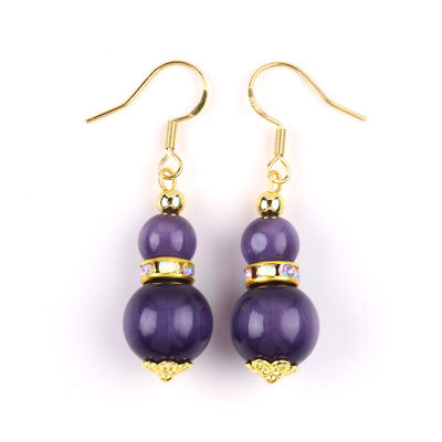 Màu tím mắt mèo Ngọc đá rơi Bàn tai Dangle 8MM 10MM Bead