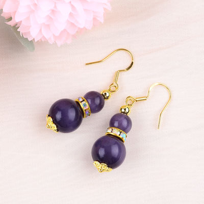 Màu tím mắt mèo Ngọc đá rơi Bàn tai Dangle 8MM 10MM Bead