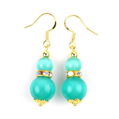 8MM 10MM mắt mèo màu xanh lá cây Ngọc quý thủ công Bàn tai Dangle hình bóng ngắn Bàn tai cho đồ trang sức quà tặng