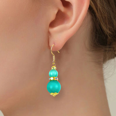 8MM 10MM mắt mèo màu xanh lá cây Ngọc quý thủ công Bàn tai Dangle hình bóng ngắn Bàn tai cho đồ trang sức quà tặng