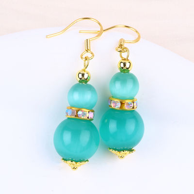 8MM 10MM mắt mèo màu xanh lá cây Ngọc quý thủ công Bàn tai Dangle hình bóng ngắn Bàn tai cho đồ trang sức quà tặng
