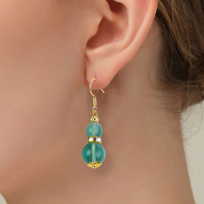 Bàn tay làm bằng tay hạt màu xanh lá cây Fluorite tinh thể nhỏ giọt móc tai Đá quý Bàn tai tặng quà