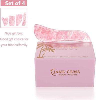 Rose Quartz Natural Jade Scraping Board Jade Stone Face Gua Sha Board Công cụ mát xa