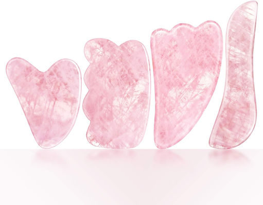 Rose Quartz Natural Jade Scraping Board Jade Stone Face Gua Sha Board Công cụ mát xa