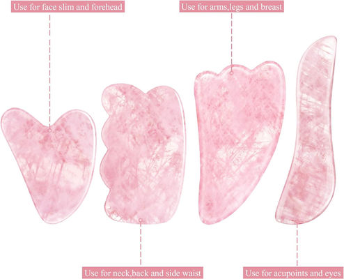 Rose Quartz Natural Jade Scraping Board Jade Stone Face Gua Sha Board Công cụ mát xa