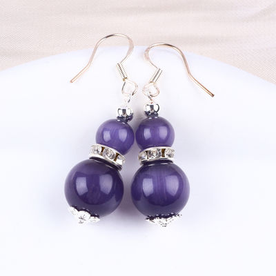 Tay làm Crystal Stone Băng tai màu tím mắt mèo đá quý đinh cổ tai