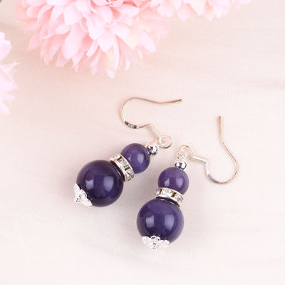 Tay làm Crystal Stone Băng tai màu tím mắt mèo đá quý đinh cổ tai