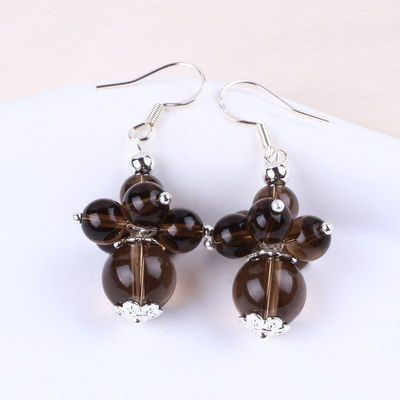 Vòng tai làm bằng tay đá tinh thể hút thuốc Quartz hoa đá quý đinh dây chuyền tai