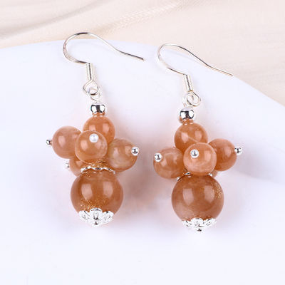 Vòng tai làm bằng tay đá tinh thể Vòng tai bằng ngọc đá mặt trời Vòng tai có ngọc hoa Vòng tai đeo cổ
