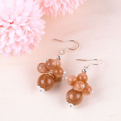 Vòng tai làm bằng tay đá tinh thể Vòng tai bằng ngọc đá mặt trời Vòng tai có ngọc hoa Vòng tai đeo cổ