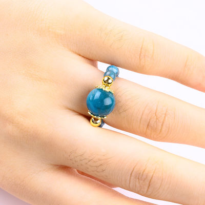 4MM Apatite hạt nhỏ Khả năng chữa bệnh tinh thể tròn kéo dài hạt nhẫn cho hàng ngày mặc và bữa tiệc