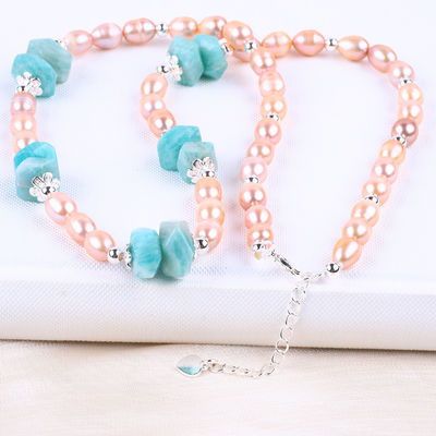 6mm Bead nước ngọt Ngọc trai vòng cổ đồ trang sức chữa bệnh năng lượng