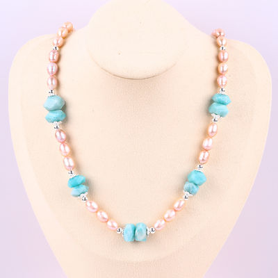 6mm Bead nước ngọt Ngọc trai vòng cổ đồ trang sức chữa bệnh năng lượng