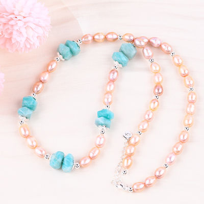 6mm Bead nước ngọt Ngọc trai vòng cổ đồ trang sức chữa bệnh năng lượng