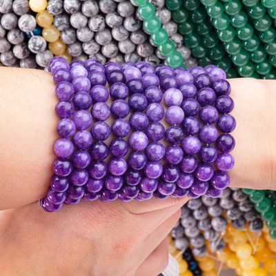 8mm Violet Galaxy Agate Ngọc trai Ngọc đá trị liệu Ngọc đá tinh thể để làm đồ trang sức