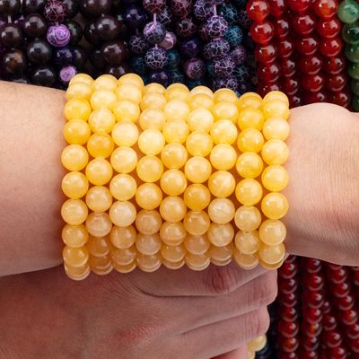 8mm nhẹ hơn mật ong ngọc bích đá quý trị liệu đá tinh thể hạt cho đồ trang sức làm