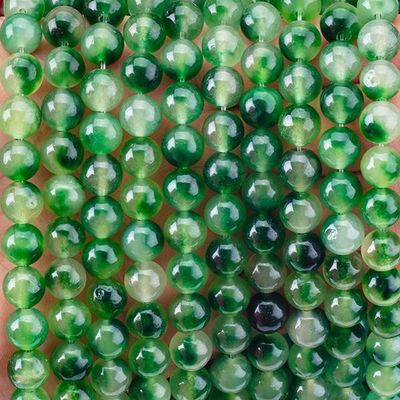 8mm Clear Moss Agate Ngọc đá đốm chữa bệnh Ngọc đá tinh thể để làm đồ trang sức