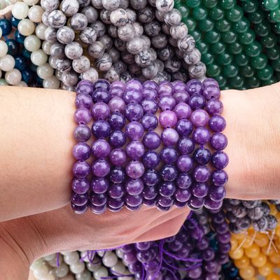 8mm Chất lượng cao Xanh Violet Galaxy Agate Ngọc trai Ngọc đá trị liệu Ngọc đá tinh thể để làm đồ trang sức