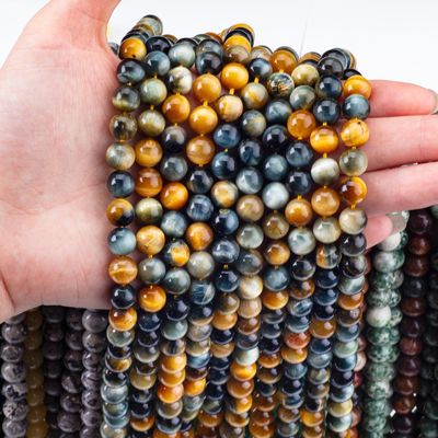 8mm Dream Tiger Eye Ngọc trai Ngọc đá trị liệu Ngọc đá tinh thể để làm đồ trang sức