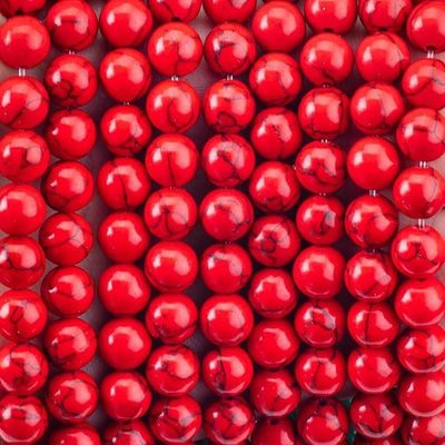 8mm nhân tạo Đá quý màu đỏ màu ngọc lam chữa bệnh Đá tinh thể để làm đồ trang sức