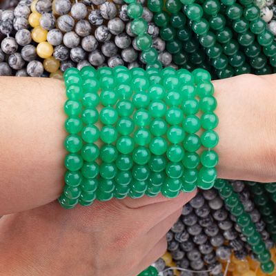 8mm Green Aventurine đá quý hạt đúc chữa bệnh đá tinh thể hạt đúc làm đồ trang sức