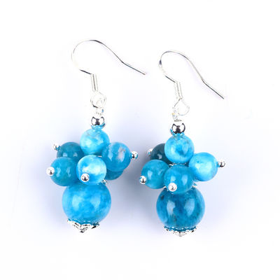 Đá quý Apatite Đá mịn đồng bọc bạc Đá tinh thể thiên nhiên Dangle Ngọc hoa ngắn