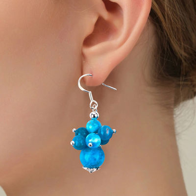 Đá quý Apatite Đá mịn đồng bọc bạc Đá tinh thể thiên nhiên Dangle Ngọc hoa ngắn