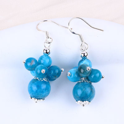 Đá quý Apatite Đá mịn đồng bọc bạc Đá tinh thể thiên nhiên Dangle Ngọc hoa ngắn