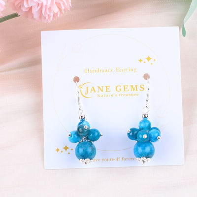 Đá quý Apatite Đá mịn đồng bọc bạc Đá tinh thể thiên nhiên Dangle Ngọc hoa ngắn