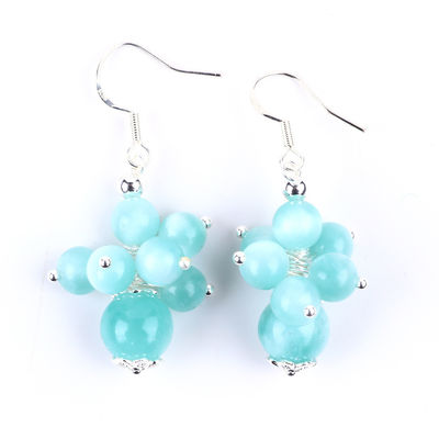 Tay làm hồ ánh sáng màu xanh Jade chữa bệnh tinh thần vòng hạt hoa Dangle bông tai cho quà trang sức